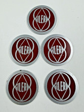 Vintage Gilera Motorcycle Red Silver Metal Emblem Badge Lot of 5 Italy picture