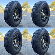 4PCS GRANDFORCE ST007 Trailer Tires ST205/75R15 10PRon 15x5 5x4.5 Black Wheels picture