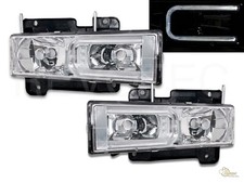 88-99 GMC Chevy Suburban Tahoe CK C10 Yukon C-Bar Chrome Headlights RH + LH picture