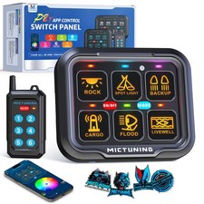 MICTUNING 230FT 6 Gang Switch Panel 12v Wireless Remote APP LED Relay System Kit picture