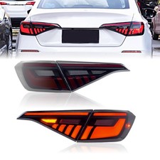 LED Tail Lights Pair 2022-24 Honda Civic Sedan Smoked Red Sequential picture