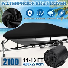 Heavy Duty 210D 11-13FT Waterproof Boat Cover Ski Bass V-Hull Runabouts Anti UV picture