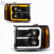 For 2007-13 GMC Sierra 1500 2500HD 3500HD LED Headlights Driver & Passenger Side picture
