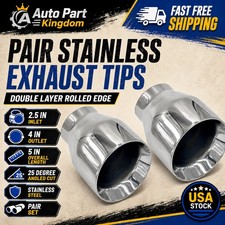 Pair Stainless Steel Exhaust Tip Duo Layer Angle 25° 2.5