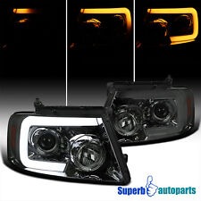 Fits 2004-2008 Ford F150 Switchback LED Sequential Projector Headlights Smoke picture