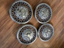 14 Inch Wire Wheel Hub Caps Set of 4 Vintage Style with Real Chrome Finish USA picture