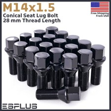 20x Genesis/Lexus/Maserati/Renault Lug Bolt M14x1.5 Black 28mm Shank 17mm Hex picture