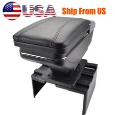 Car Central Console Armrest Storage Box Leather Black Arm Rest Universal picture