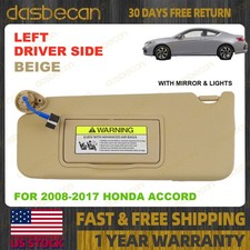 Beige Left Driver Side Sun Visor w/ Lights Mirror For Honda Accord 2008-2017 picture