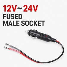 12V Cigarette Lighter Male Plug w/ 15A Fuse & LED, 16AWG, 35cm Cord picture