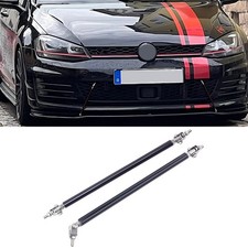 Set Black Adjustable Front Bumper Lip Splitter Spoiler Strut Rod Tie Support Bar picture