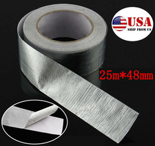 1x Silver Aluminium Foil Adhesive Tape Car Reinforced Heat Shield Tape 25m*48mm picture