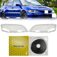 A Pair Front Headlight Lens Housing + Glue For Mitsubishi Lancer Evo 9TH 2003-07 picture