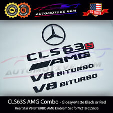 CLS63S AMG V8 BITURBO Rear Star Emblem Black Badge Combo Set for Mercedes W218 picture