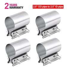 4Pcs 2.5 Inch Butt Joint Band Exhaust Clamp T304 Stainless Steel Sleeve Coupler picture