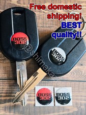2x LOGO Ford Mustang Boss 302 red/grey key FOB emblems, 16mm resin sticker picture