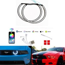 2005-12 Ford Mustang Headlight Retrofit APP Multi-Color LED Angel Eye Halo Rings picture