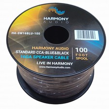 Harmony Audio 16 Gauge CCA Car Home Stereo Blue Speaker Wire Cable 100 Feet New picture
