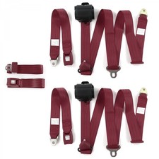 Early Cars 1935 - 1940 Standard 3pt Burgandy Retractable Bench Seat Belt Kit - 3 picture