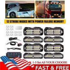 LED Car Truck Trailer Strobe Light Beacon Warning Hazard Flash Amber/White 8-40X picture