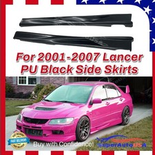 Fits 2001-2007 Mitsubishi Lancer Evolution 7 8 9 JDM PU Black Side Body Skirts picture