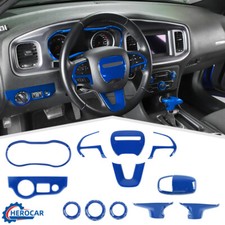 12pcs/Set Decor Panel Cover Ring Trim Full Kit For Dodge Charger 15+ ABS Blue picture