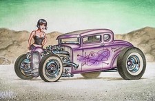 Out of Print Signed Keith WEESNER poster Space Madness Purple Hot Rod Art picture