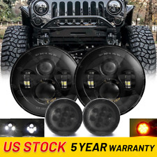 2007-2018 For Jeep Wrangler JK Combo 7'' Round LED Headlights Turn Signal Lights picture