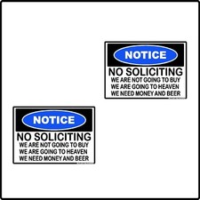 2pk Notice We Need Money Beer No Soliciting Hard Hat Laptop Funny Sticker Decal picture