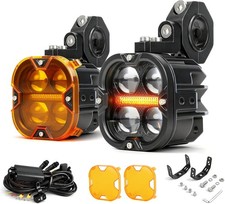 Motorcycle Driving Spot Lights 120W LED Fog Lights DRL Amber & White Auxiliary picture
