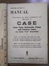 CASE OPERATORS INSTRUCTION MANUAL gear-type hydraulic for VAI tractors 1st Ed. picture