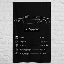 R8 Spyder 2017 Car Silhouette Flag 3x5 ft Garage Banner Man Cave Wall Decor Gift picture