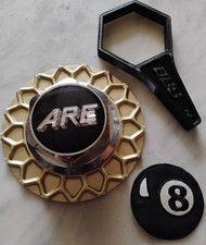(1) ARE #89-8066 AR-398 BBS CSA Chrome Hex, Gold Mesh Wheel Center Cap 898066 👌 picture