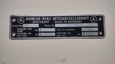 W121 w198 300sl 190sl ponton chassis data plate new Mercedes Benz picture