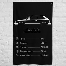 Civic S SL 1981 Car Silhouette Flag 3x5 ft Garage Banner Man Cave Wall Decor picture