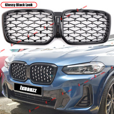 For BMW 2022 2023 X3 X4 G01 G02 Front Kidney Grill Grille Gloss Black Diamond picture