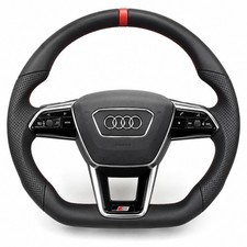 Audi S6 S7 RS6 RS7 A6 A7 Q7 Q8 S8 Flat Bottom Leather Steering Wheel 2016-2024 picture
