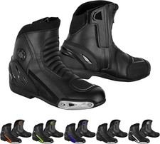 Mens Motorbike Leather Boots Short Ankle Waterproof Shoes Protective Footwear picture