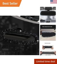 Elegant Black Diamond Rearview Mirror Accessories - Rhinestone Plush Cover picture