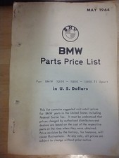 1964 BMW Parts Price List for 1500, 1800, 1800 TI Sport picture
