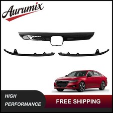 Fits 2021-2022 Honda Accord Hood Grille Cover Gloss Black Grill Trim 3PCS picture