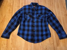 Milwaukee Leather Motorcycle Jacket Mens L Blue Flannel Plaid CE Armor picture