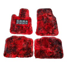 Bespoke Edition Genuine Sheepskin Floor Mats Black Red Tips Rolls Royce Spectre picture