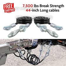 2pk Safety Cables w/Snap Hooks 7500 lbs Break Towing Secure Truck Boat Trailer picture