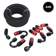 AN6 6AN Fitting Braided Nylon Stainless Steel Oil Gas Fuel Hose Line 20FT Kits picture