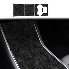 3x Black Wood Grain Car Center Console Panel Cover Trim for Tesla Model 3 19-20 picture