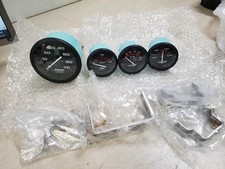 VEETHREE BOAT GAUGES TEMPERATURE, OIL, VOLTS - TEAL / BLACK (SET OF 4) picture