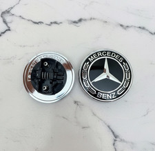 FRONT HOOD MERCEDES BENZ BLACK EMBLEM LAUREL WREATH BADGE 57MM AMG. picture