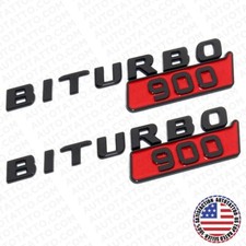 2x Mercedes BRABUS BITURBO 900 Fender Nameplate Badge Marker Emblem Gloss Black picture