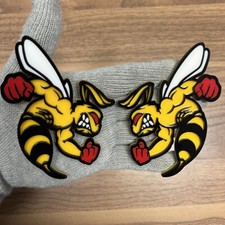 Hornet Badges Emblem BEE SWOLE YELLOW Red KNUCKLES, (2) BADGES, Fender Angry picture